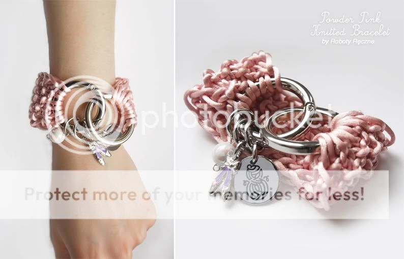knitted bracelet,knitting,roboty reczne,roboty r�czne,robotyreczne,ballet pink,sexy bracelet,powder pink,double ring,knitwear design